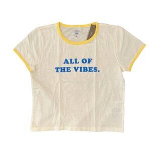 NWT J. Crew White/Ivory W/"All of the Vibes" Graphic T-Shirt